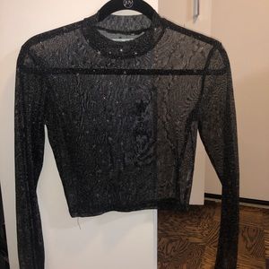 LF mesh star crop top